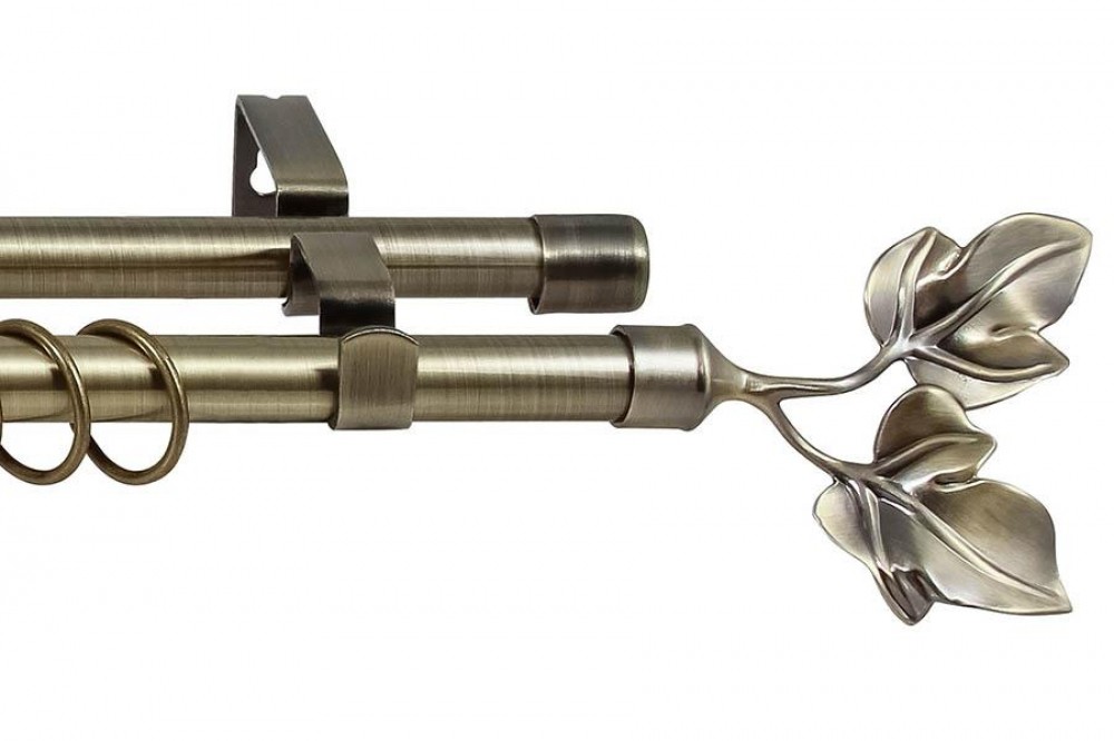 Карниз ков раздвиж d16/19мм 1,6-3,0 2-х ряд лист т/у антик-зол