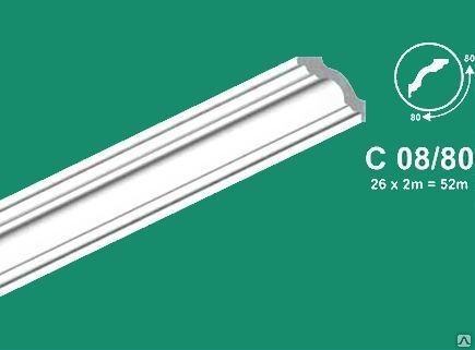 Плинтус потолочный С 08/80 2м (30)