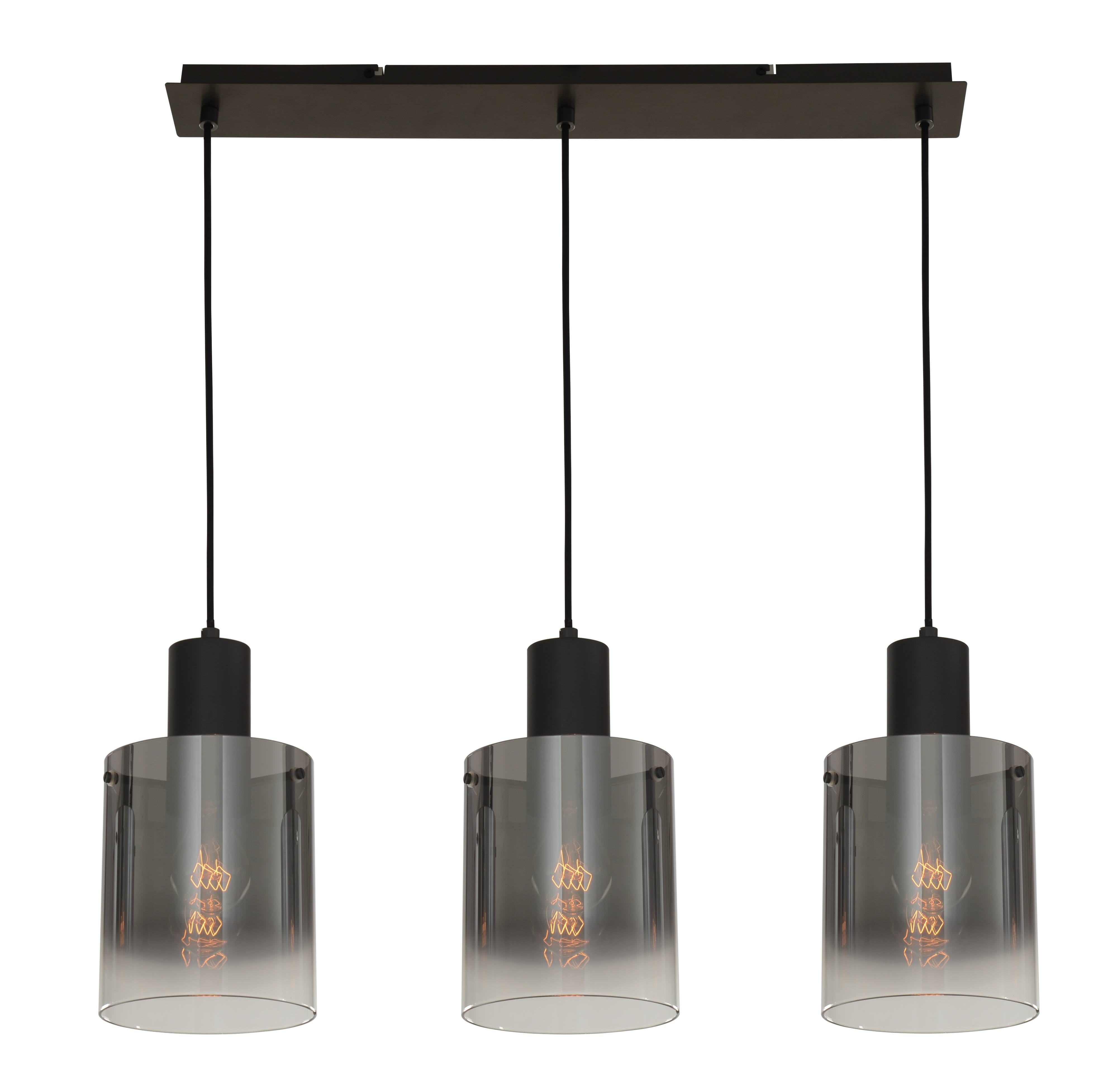 Люстра  7614-3ЗPC BRUSHED TITANIUM BLACK+SMOKY GLASS (1)