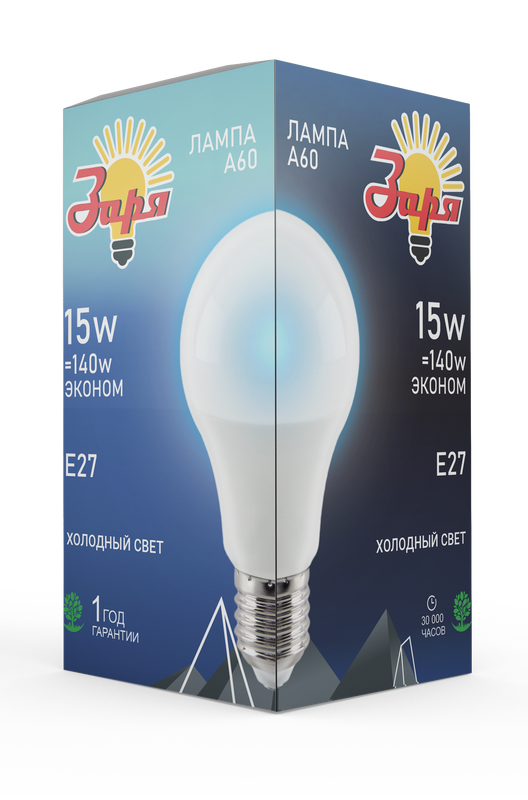 Лампа светодиодная Заря А60 А3 15W E27 4000-4200К (экон) 