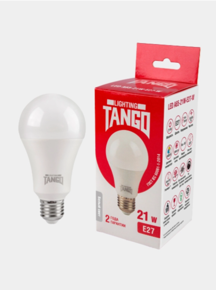 Лампа светодиодная 21W Е27 A65 4000К 220V (TANGO LED A65-21W-E27-W)